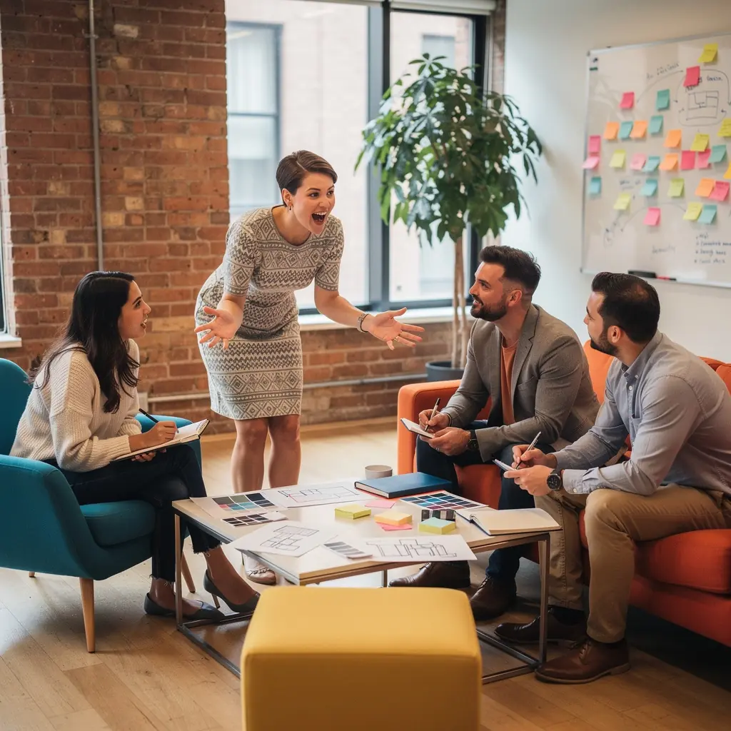 Zīmola norādes un simbolika, kas integrēta biroja vidē, veidojot vienotu vizuālo identitāti.